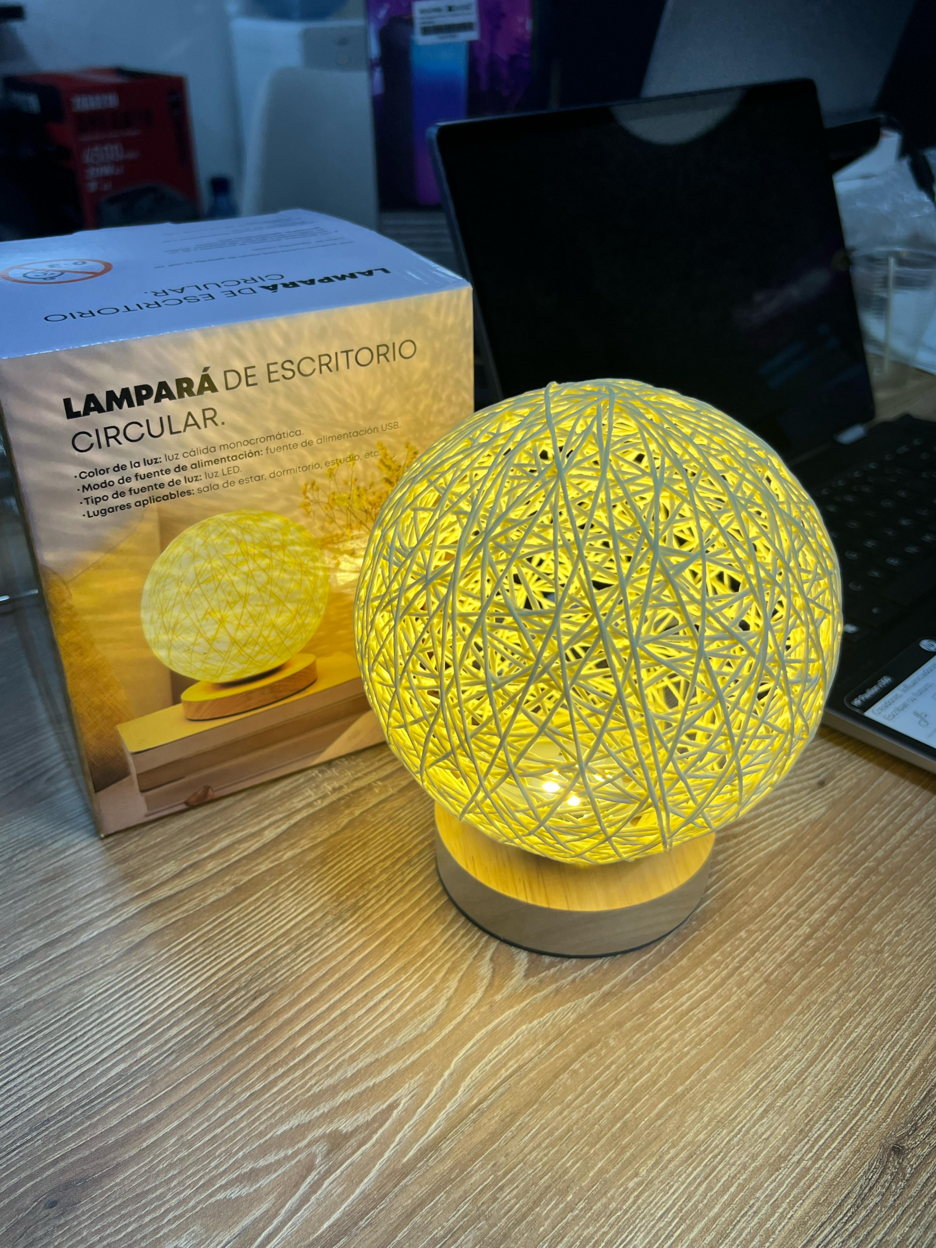 Lampara circular de fibras para escritor - Imagen 2
