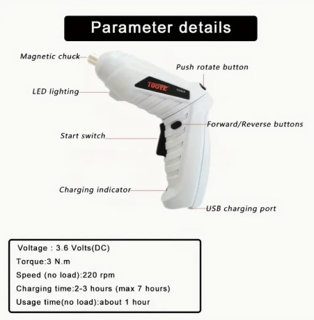 Destornillador Inalámbrico Gris Claro